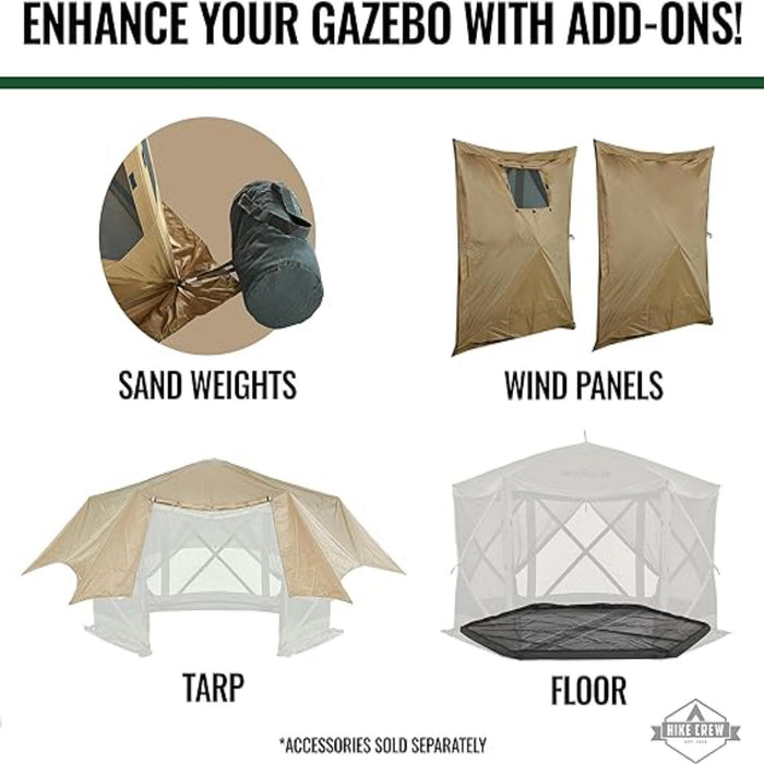 crew tent Hike Crew 12' x 12' Pop Up Gazebo, 6-Sided Instant Outdoor Tent Canopy — SkyMall