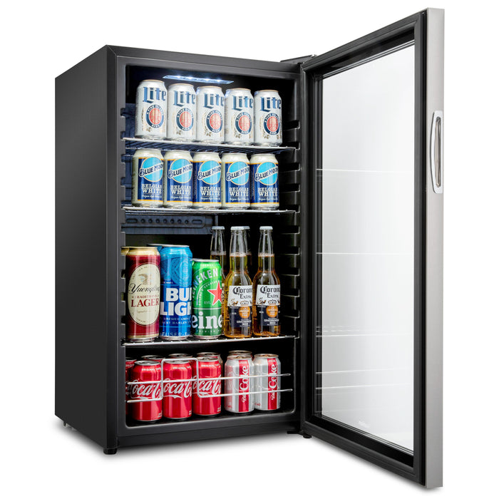 126 Can Small Refrigerator, Mini Drink Fridge, Beverage Cooler for Home & Office, Stainless Steel