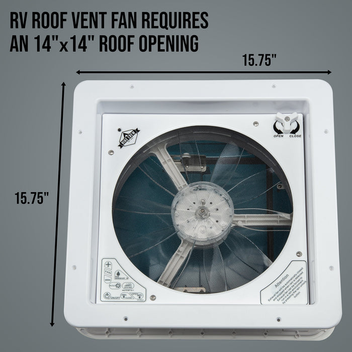 Hike Crew 14 RV Roof Vent Fan, 12V RV Vent Fan, Intake & Exhaust, Manual Open/Close, Smoked Lid, Blue