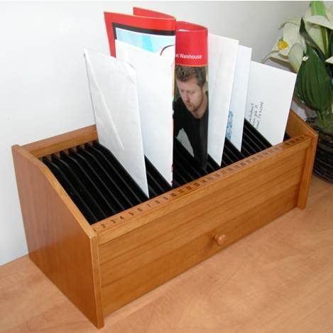 17" - 31 Slot Wooden Bill/Letter Organizer with Drawer