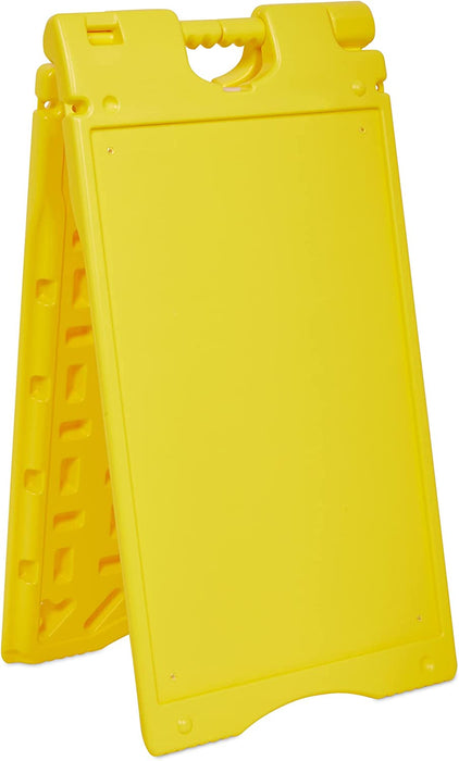 Yellow Waterproof A-Frame Signboard (18” x 34”), Small Outdoor Sandwich Board w/ Weather Resistant PVC