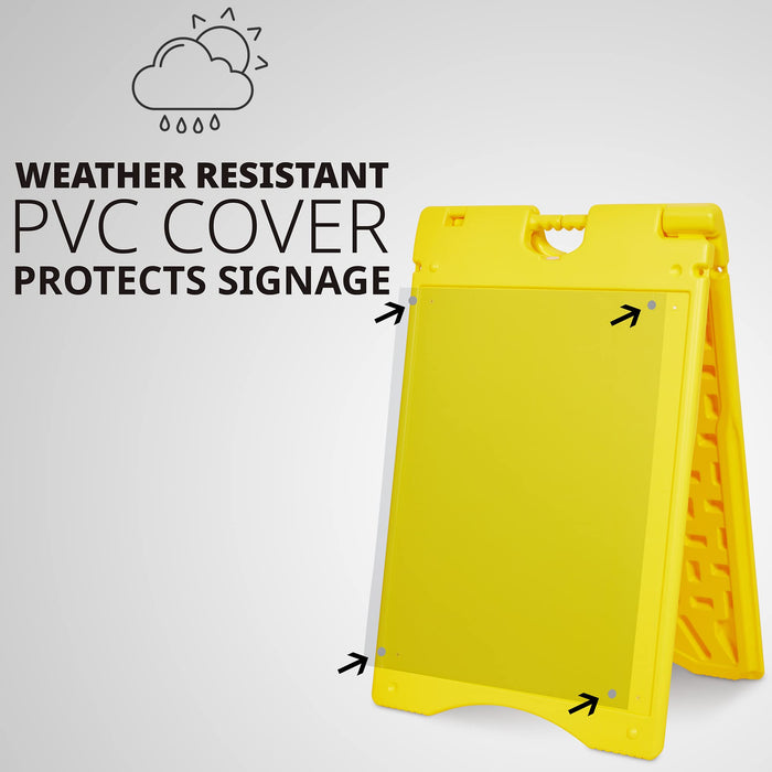 A-Frame Signboard 22” x 28” Display Surface, Large Outdoor Sandwich Board - Yellow