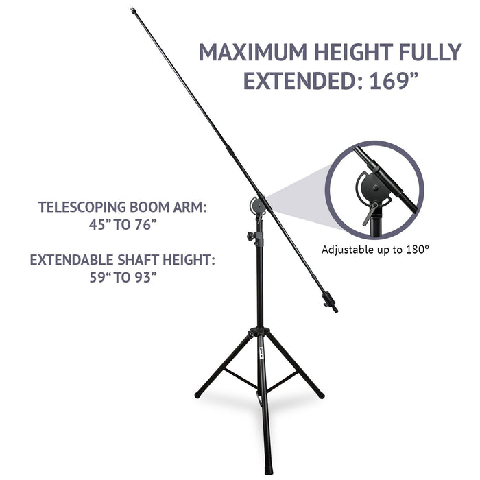 Overhead Foldable Tripod Microphone Stand with Telescoping Boom