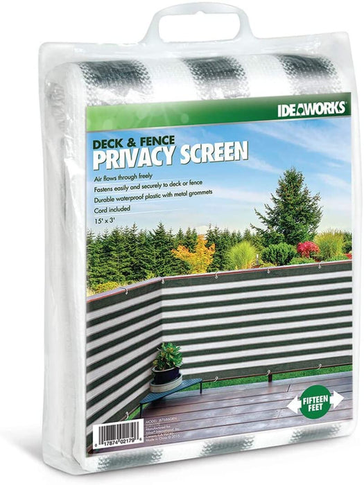 15' Waterproof Privacy Netting Screen for Deck & Fence with Grommets and Reinforced Seams (Green)