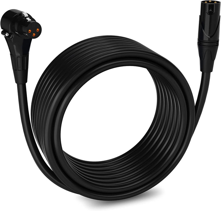 Microphone XLR Angled Female Cable, 3 Pin Mic Cable for Pro Audio Interface, 30 feet