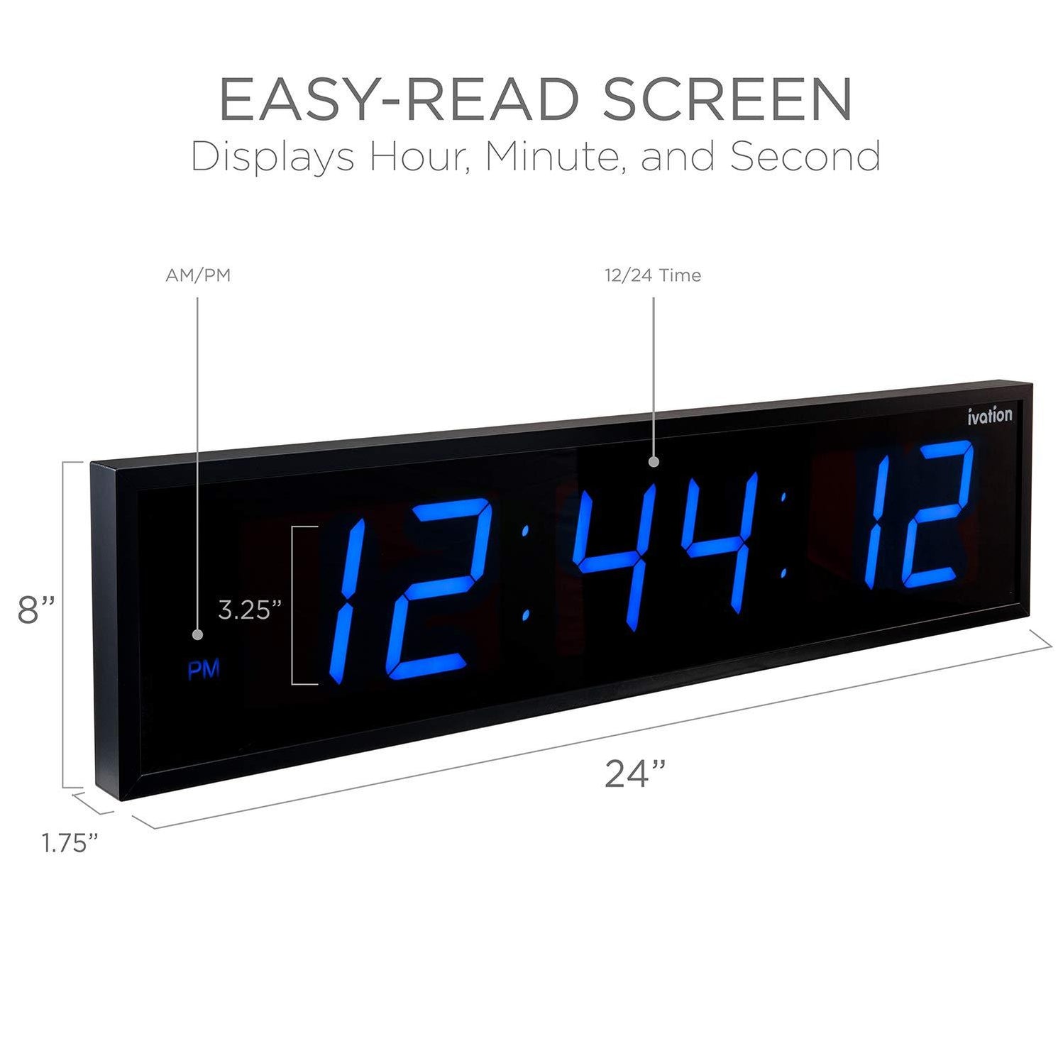 Huge Oversized Digital LED Clock – Wall or Shelf Mount with 6 ...