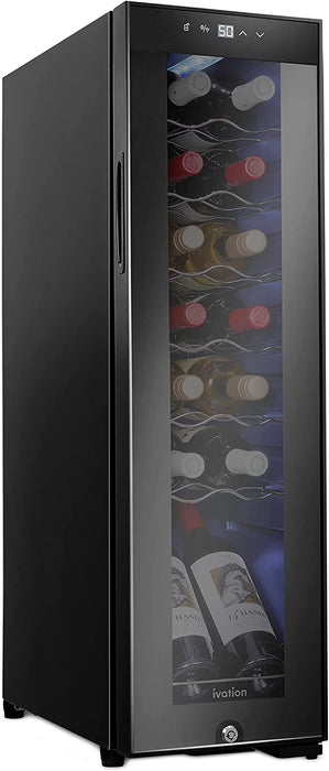 14 Bottle Wine Fridge, Freestanding Wine Cooler w/Lock