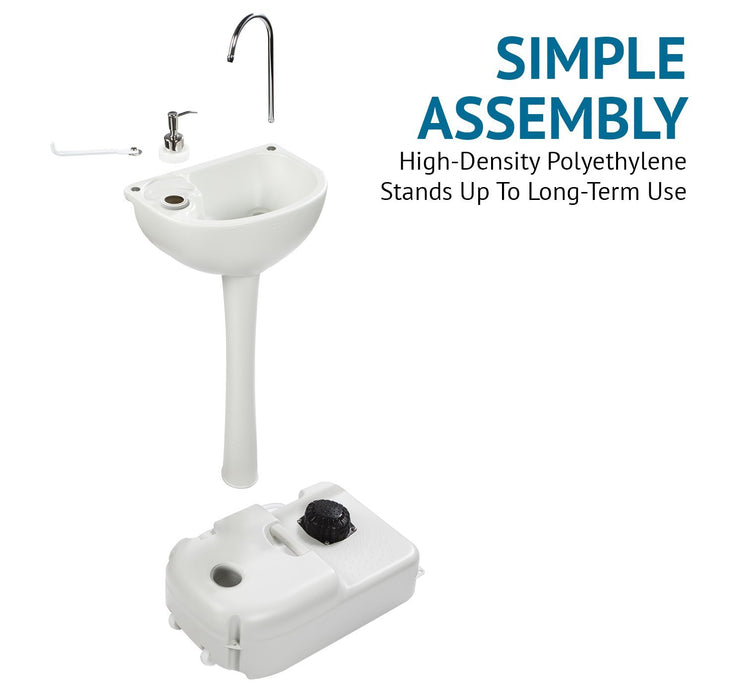 Portable Sink, Outdoor Sink & Hand Washing Station, 19L Water Tank, Wheels and Soap Dispenser