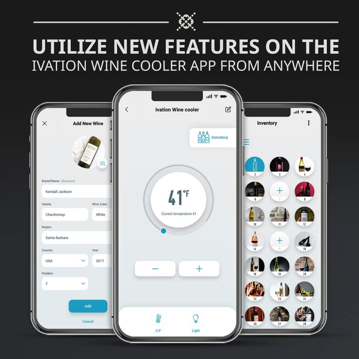 18 Bottles Wine Fridge w/ Wi-Fi App, Freestanding Wine Cooler w/Lock