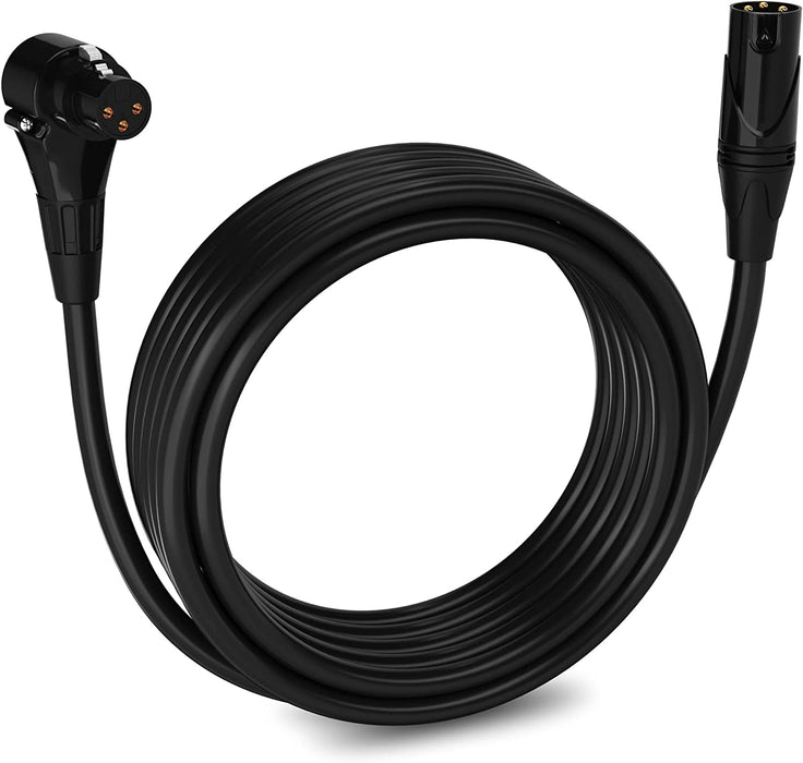 Microphone XLR Angled Female Cable, 3 Pin Mic Cable for Pro Audio Interface, 20 feet