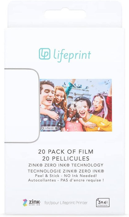 Pack of Film for Lifeprint Augmented Reality Photo and Video Printer.Zero Ink Sticky Backed Film