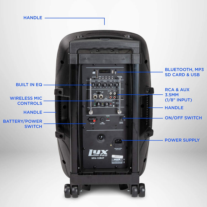 10” Inch Active PA Rechargeable Battery Speaker System, Equalizer, Bluetooth Connection & More