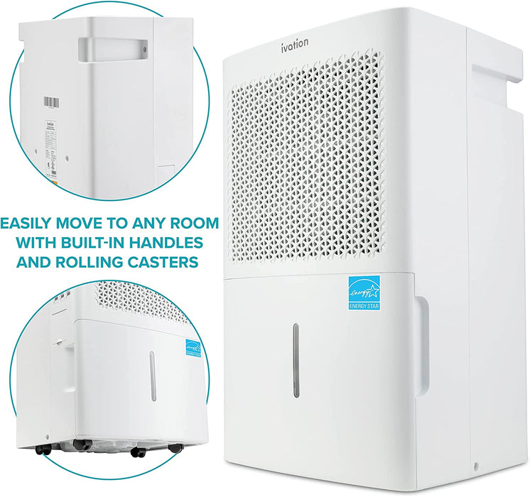 4500 Sq. Ft Energy Star Dehumidifier with Drain Hose & Pump, Large Capacity Compressor for Big Rooms
