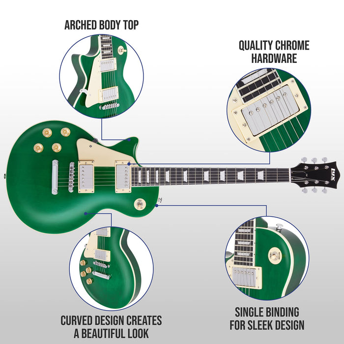 39” Left Handed SB Series Les Paul-Style Electric Guitar for Beginners - Green