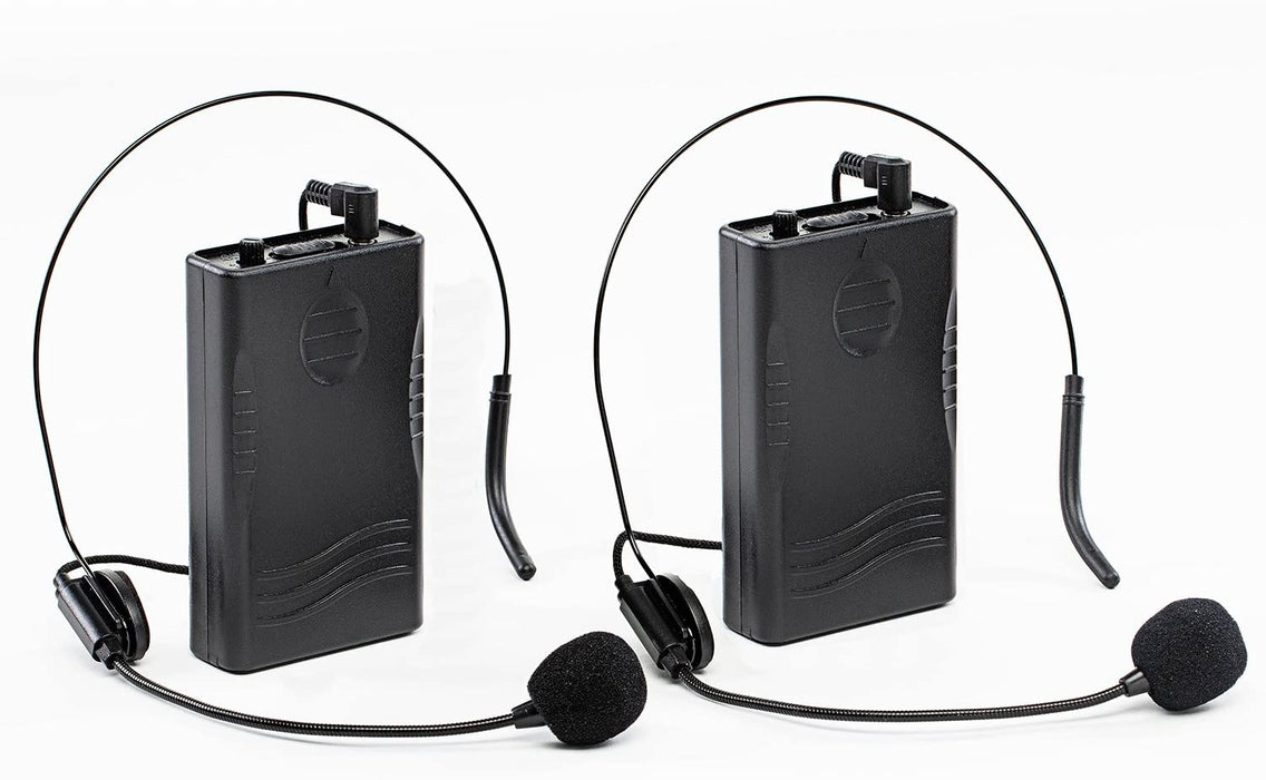 Dual Channel Wireless Bodypack Transmitters with 2 headphones for SPA-12BAT PA Speaker System