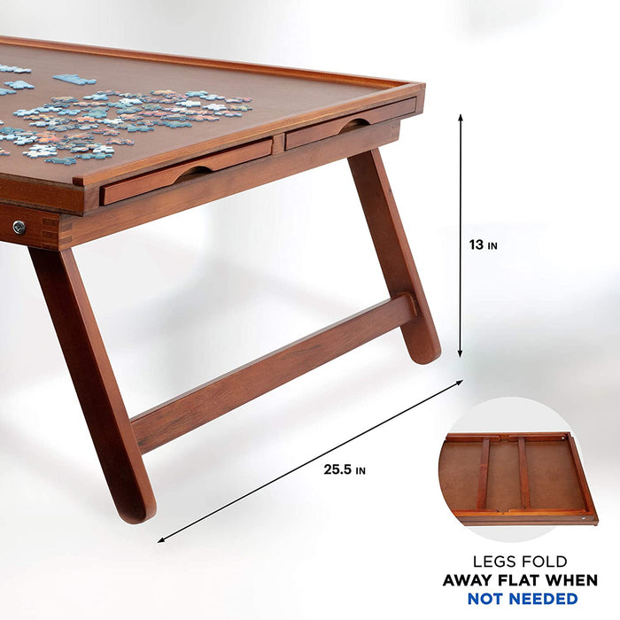 1500 Piece Puzzle Board, 27” x 35” Wooden Jigsaw Puzzle Table w/ 6 Storage & Sorting Drawers
