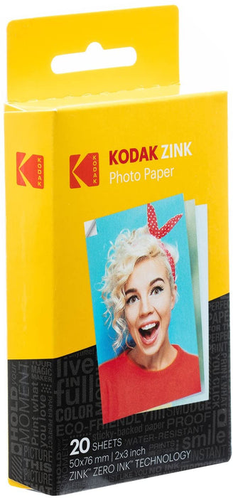2"x3" Premium Zink Photo Paper (20 Sheets) Compatible with Kodak Smile, Kodak Step, PRINTOMATIC