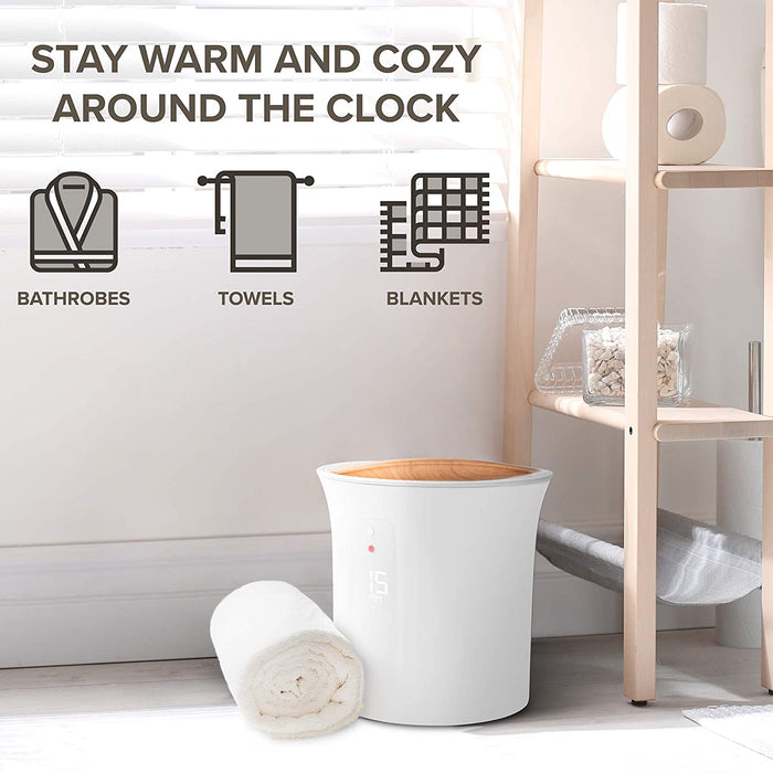 Bucket-Style Towel Warmer with LED Display Luxury Towels Anytime