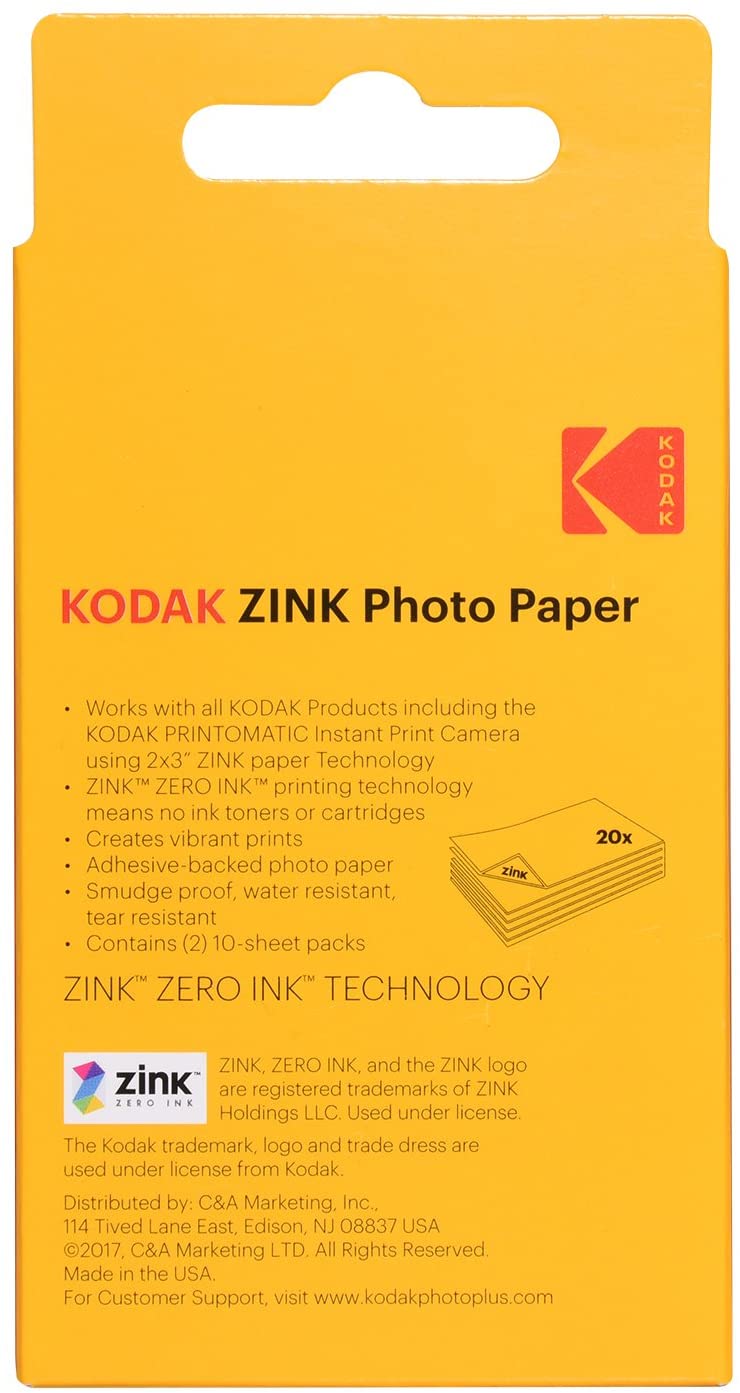 2x3 Premium Zink Photo Paper (20 Sheets) Compatible with Kodak Smile —  SkyMall