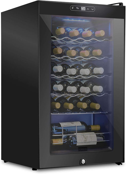 24 Bottle Wine Fridge, Freestanding Wine Cooler w/Lock
