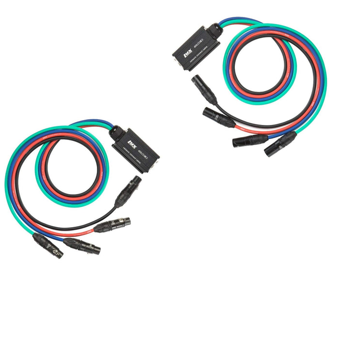 4 Channel Multi Network XLR Adapter, Pair of Male and Female to RJ45 Extensions with Cables