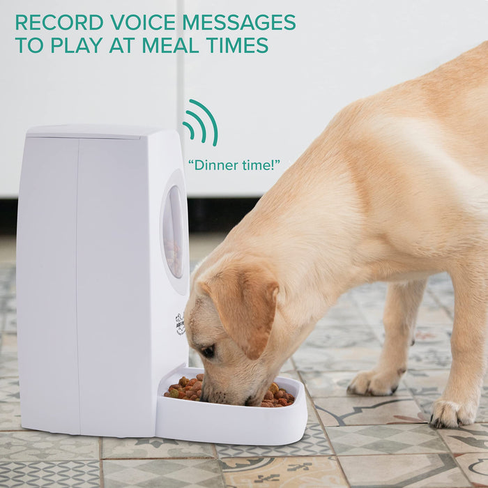 Automatic Pet Feeder, Food Dispenser for Dogs & Cats W/ Voice Recorder