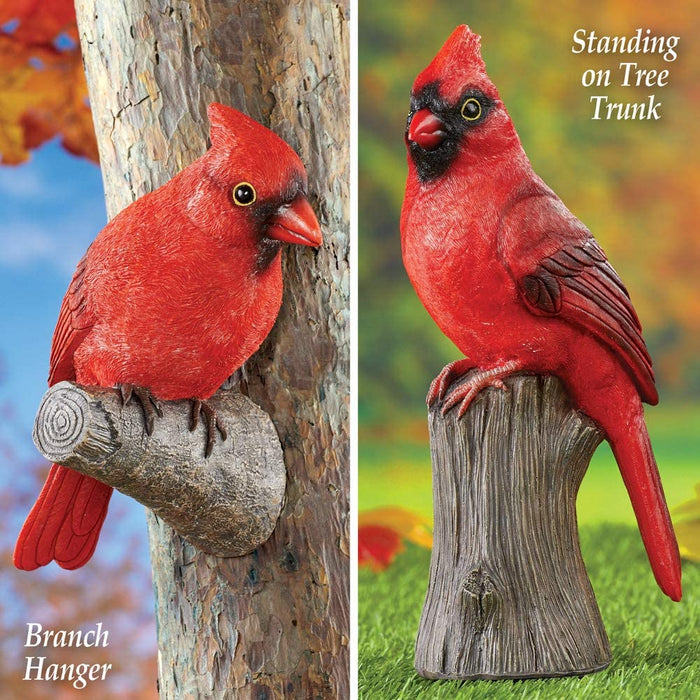 Textured Resin Cardinal Yard Figurine - Decorative Yard Accent for Bird Lovers
