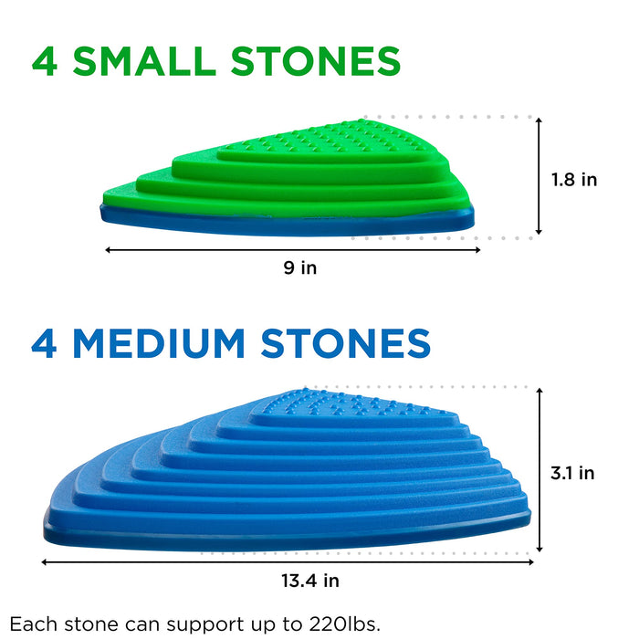 8 Piece Set A, Premium Balance Stepping Stones for Kids, Obstacle Course Stones with Non-Slip Bottom