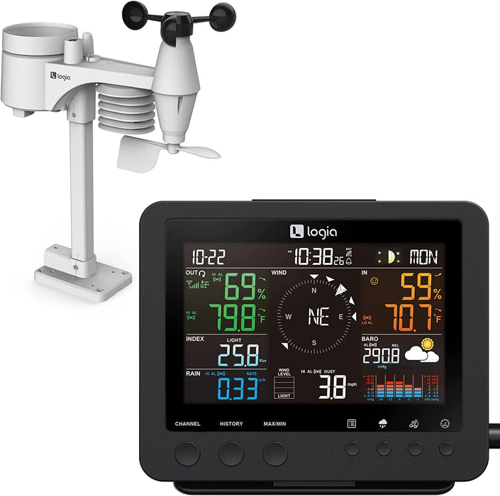 7-in-1 Weather Station Indoor/Outdoor Weather Monitoring System