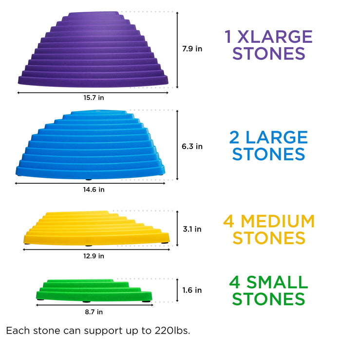 11 Piece Set B, Premium Balance Stepping Stones for Kids, Obstacle Course Stones with Non-Slip Bottom