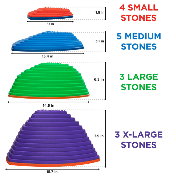 15 Piece Set A, Premium Balance Stepping Stones for Kids, Obstacle Course Stones with Non-Slip Bottom