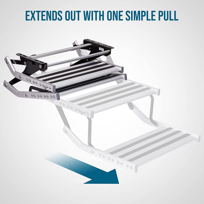 Manual RV Steps, Two-Step Retractable Camper Platform with Lock Spring