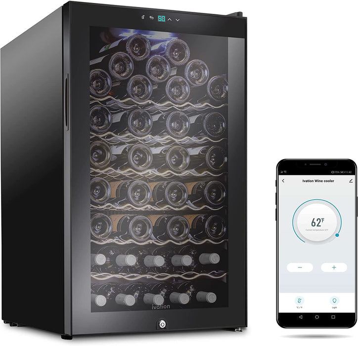 51 Bottles Wine Fridge w/ Wi-Fi App, Freestanding Wine Refrigerator with Lock