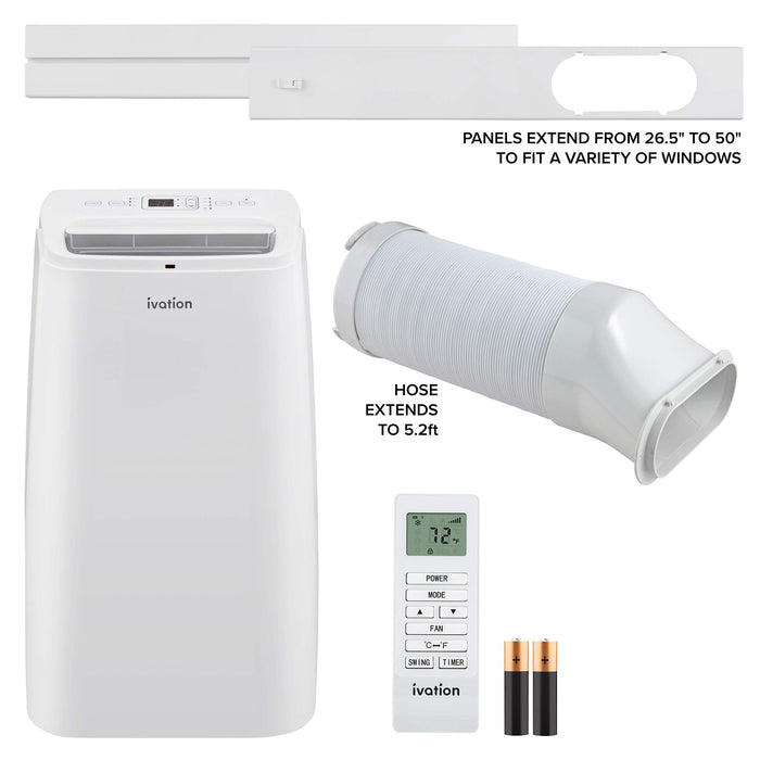 12,000 BTU Portable Air Conditioner, Wi-Fi Smart App AC Unit & Dehumidifier, Rooms up to 350 Sq Ft