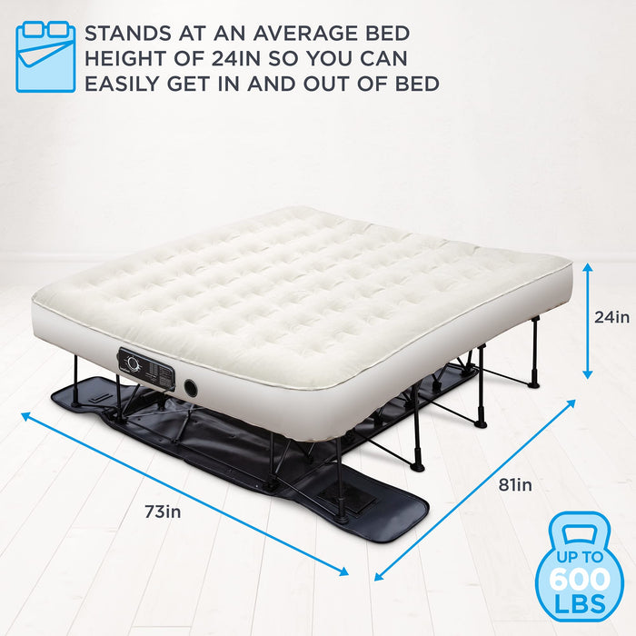 EZ-Bed King Size, Air Mattress with Built in Pump, Deflate Defender Technology Inflatable Mattress