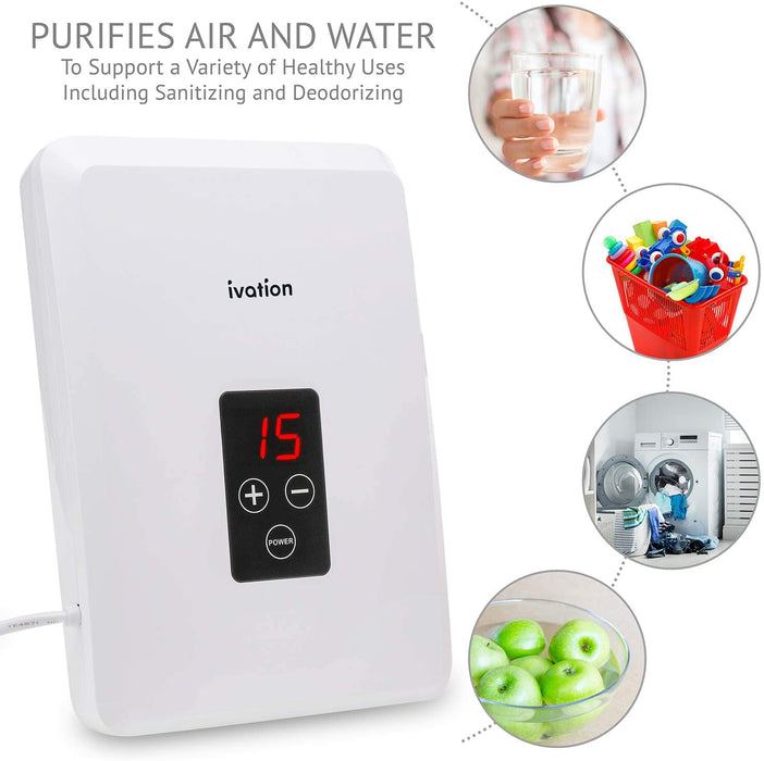 Portable Ozone Generator and Air Purifier, Multipurpose Air & Water Purifier with 2 Diffuser Stones