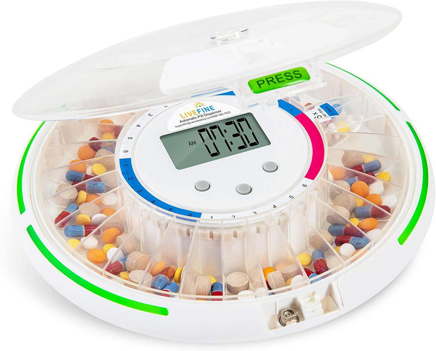 Automatic Pill Dispenser with 28-Day Electronic Medication Organizer Frosted Lid