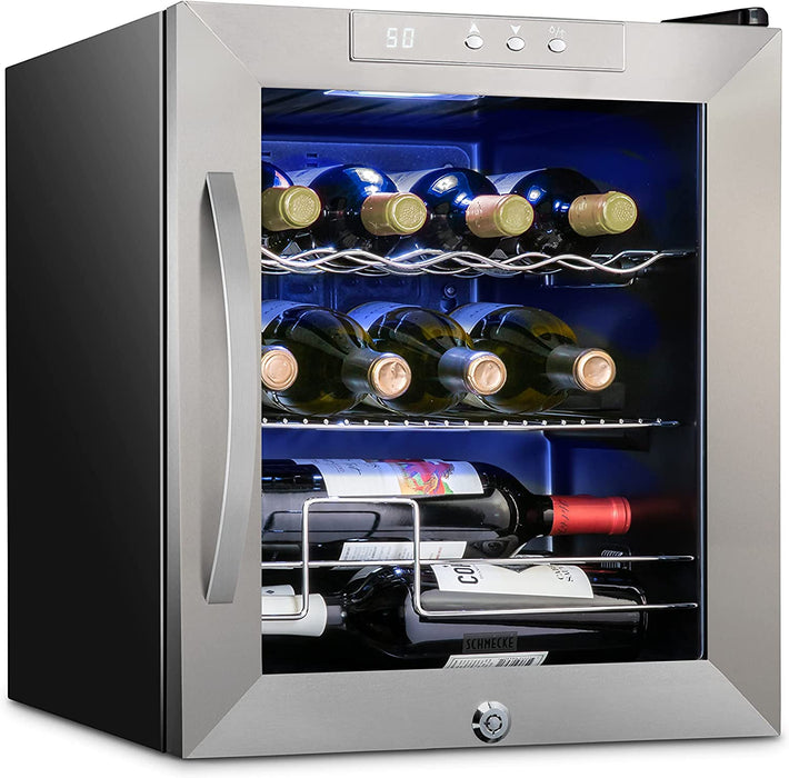 12 Bottle Stainless Steel  Wine Fridge, Freestanding Wine Cooler