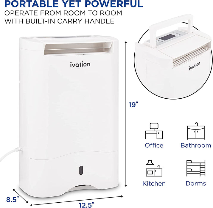 19 Pint Desiccant WI-Fi Dehumidifier with Drain Hose & Smartphone Control, for Rooms up to 410 Sq Ft