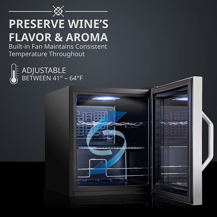 12 Bottle Wine Fridge, Freestanding Stainless Steel Wine Refrigerator w/Lock