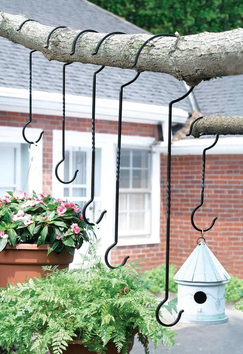 Outdoor Plant Hanging Hooks - For Baskets, Bird Feeders, Wind Chimes, Garden Ornaments - Set of 6