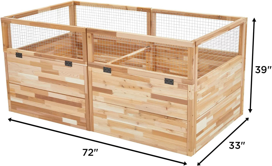 Raised Garden Bed w/Fence, Elevated Wood & Herb Planter for Growing Fresh Flower