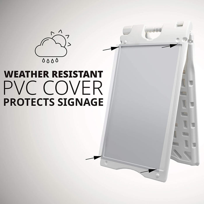 Frame 15.7" x 26" Outdoor Sandwich Board Display Signboard Plaques - White