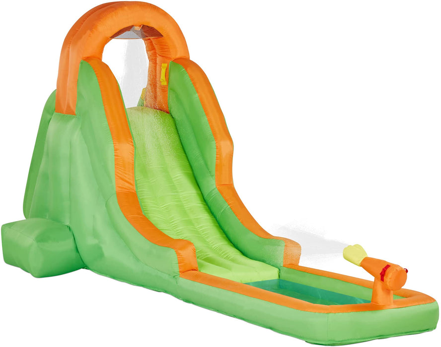 Inflatable Water Slide Park, Climbing Wall, Slide, & Small Splash Pool - Green