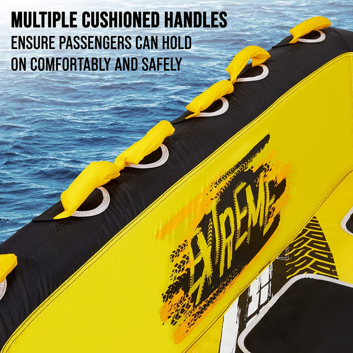Towable Water Tube, 2 & 3 Person Inflatable Floating Raft for Boating with Cushion Seats