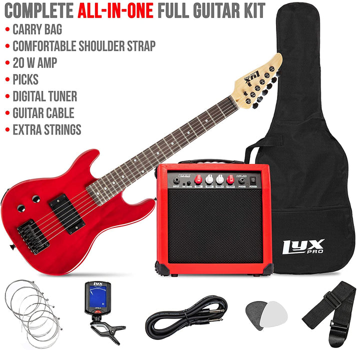 30” Left Hand Electric Guitar & Electric Guitar Accessories With Amp for Kids, Red