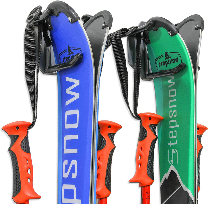 Ski Wall Rack, Holds 2 Pairs of Skis & Skiing Poles or Snowboard