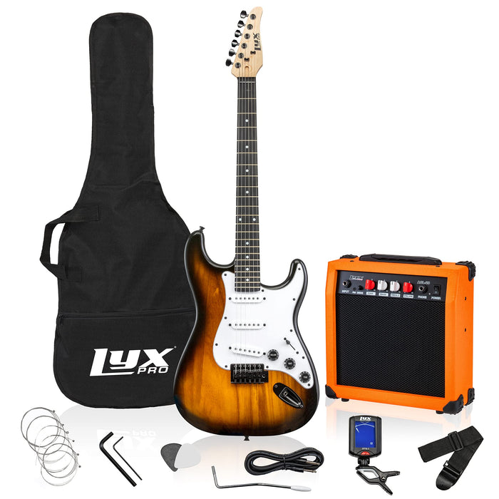 Beginner Full-Sized 39” Electric Guitar Kit & Started Set Accessories - Sunburst