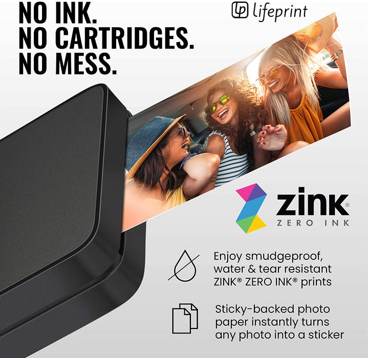 2x3 Portable Photo AND Video Printer for iPhone and Android. Make Your Photos Come To Life w/ Augmented Reality - Black