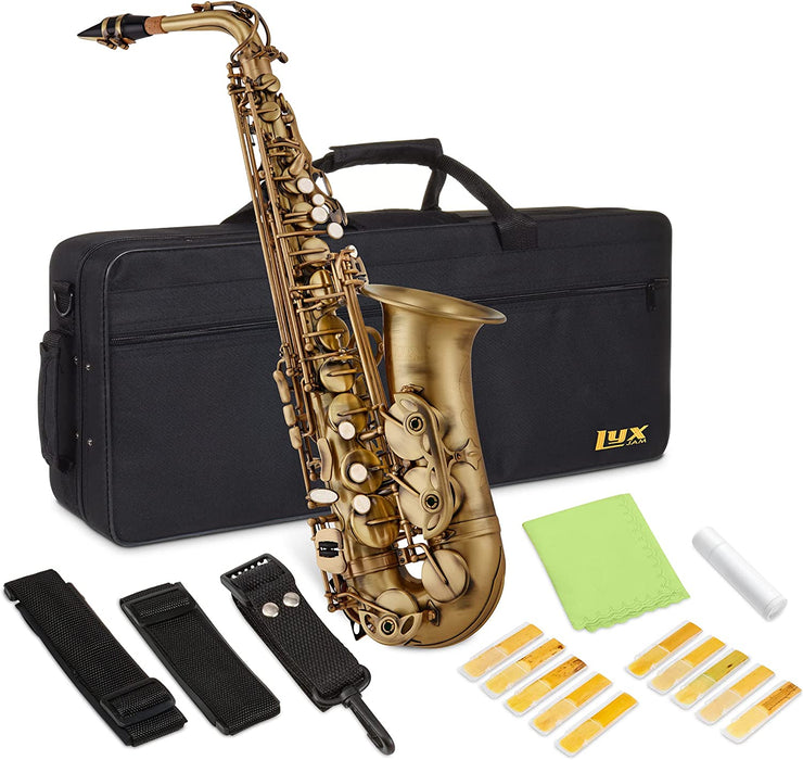 Alto Saxophone, E Flat Brass Alto Sax Beginners Kit, Antique Bronze